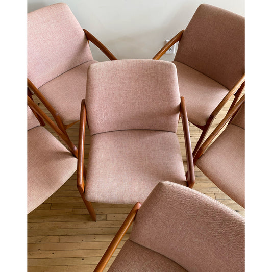 S/6 Teak Danish Modern Dining Chairs by Kai Kristiansen, produced by KS Mobler