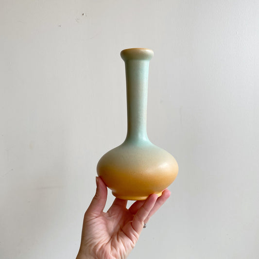 Vintage Ceramic Vase, Blue + Orange Ombré