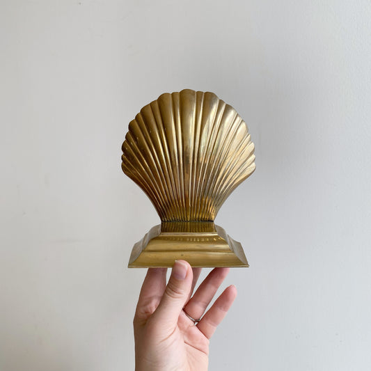 Pair of Vintage Brass Seashell Bookends