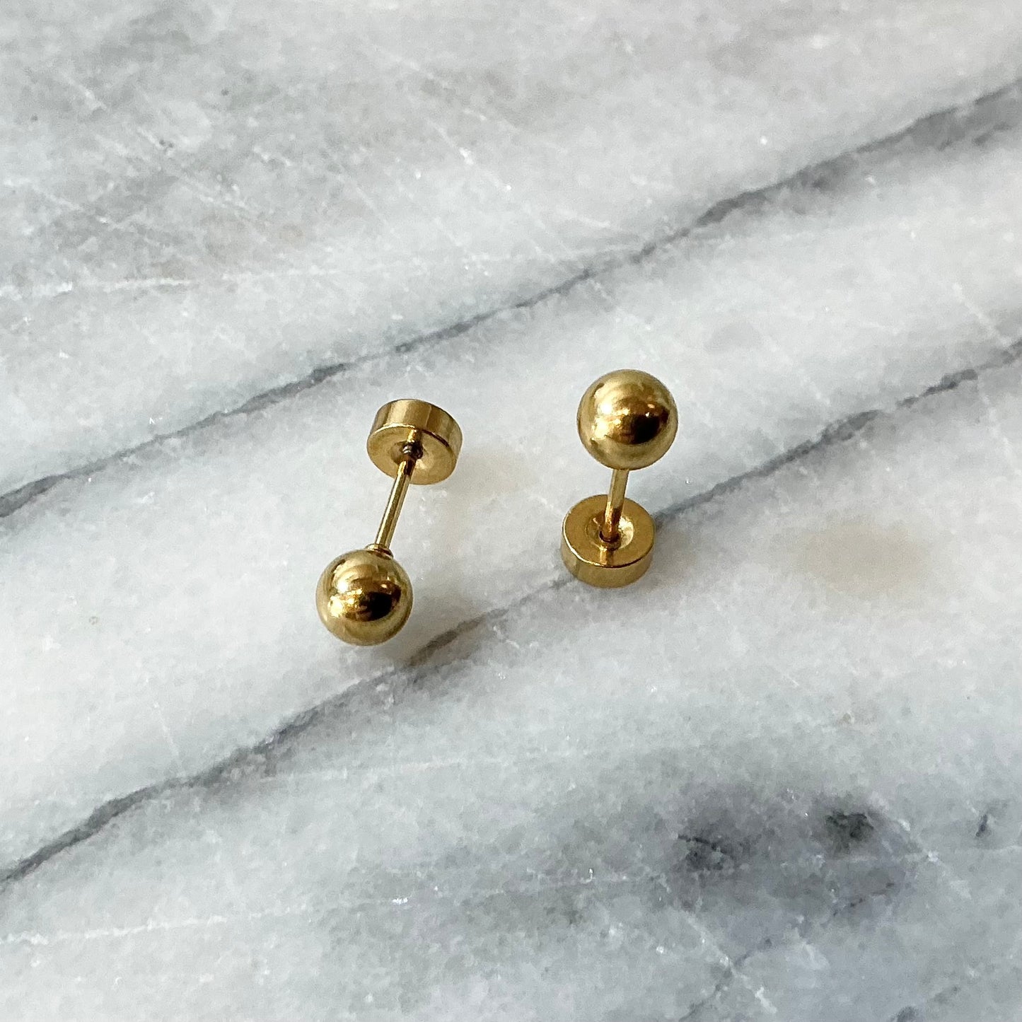Golden Ball Earrings with Twist Backs