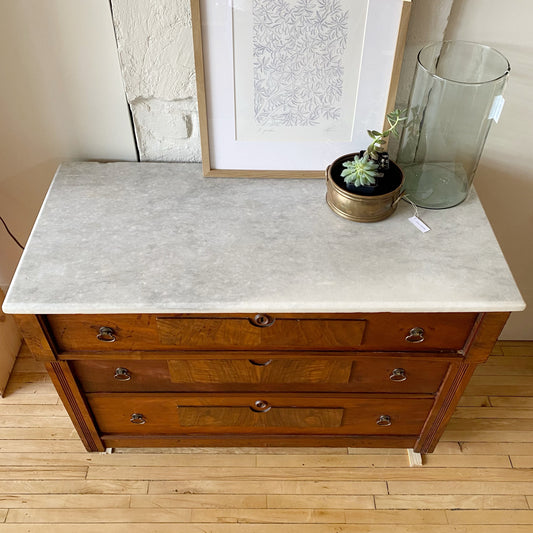 Antique 3-Drawer Dresser with Marble Top