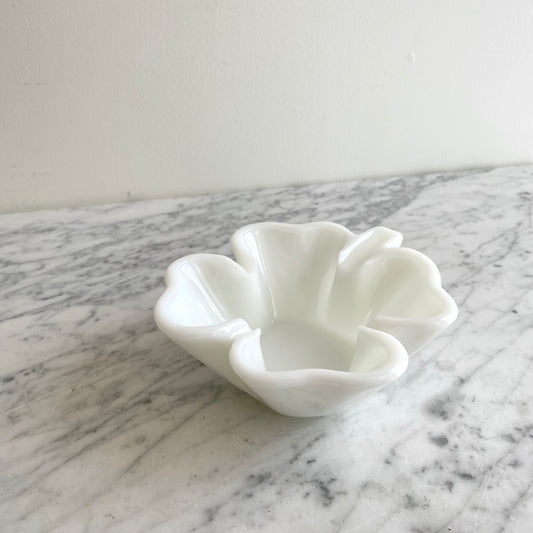 Vintage Milk Glass Clover / Shamrock Ashtray