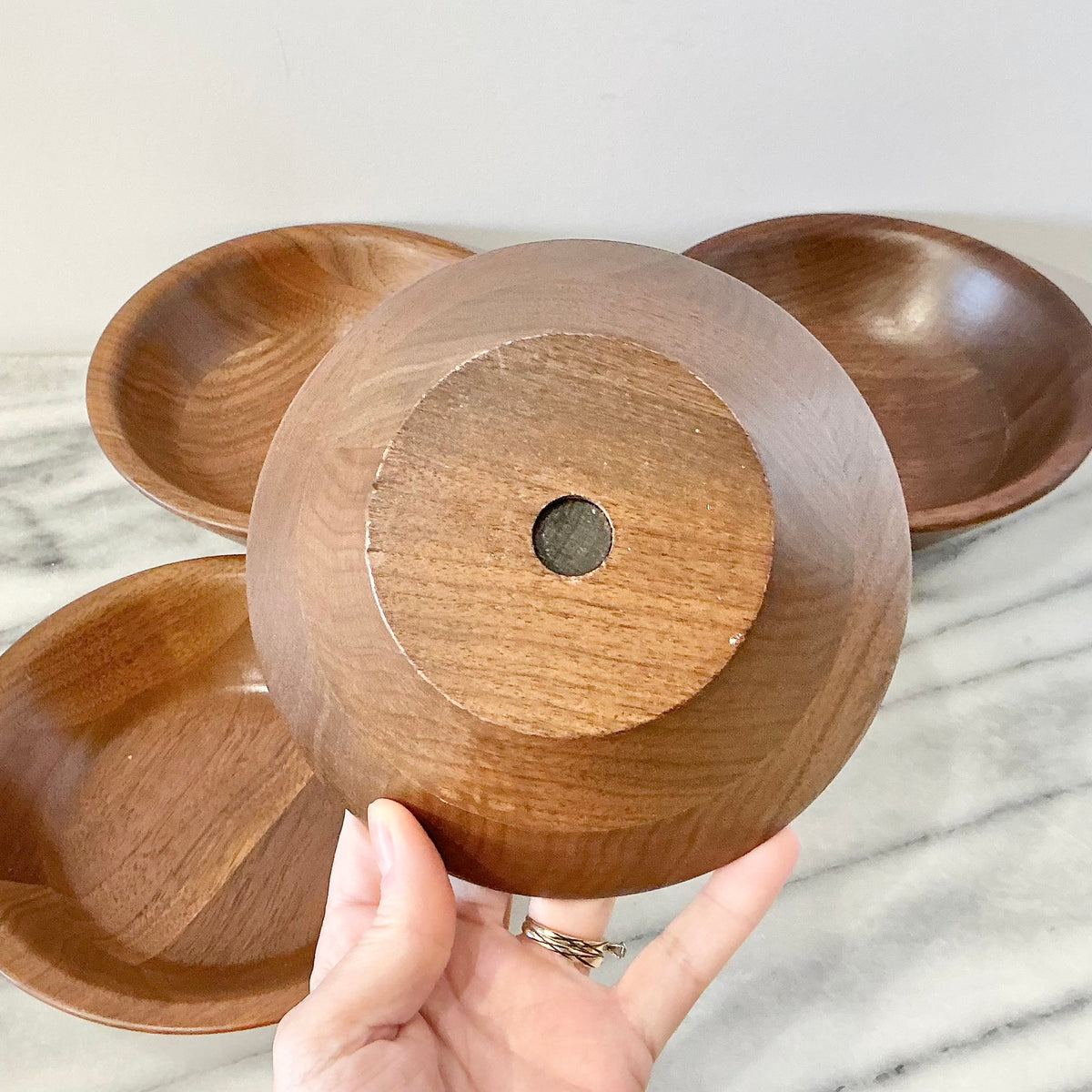 S/4 vintage Wooden Bowls