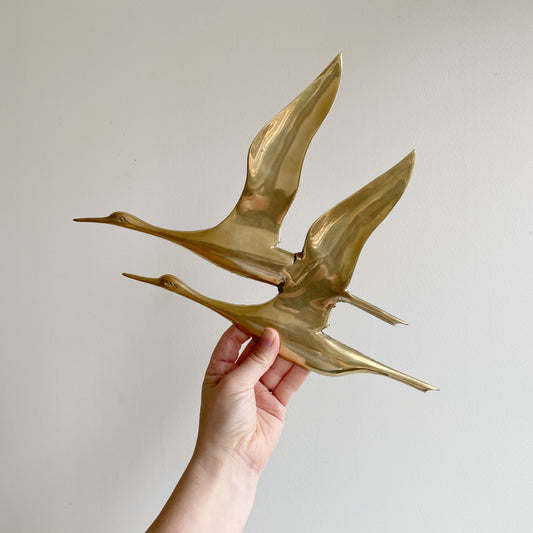 Vintage Brass Flying Geese Wall Decor, 14"