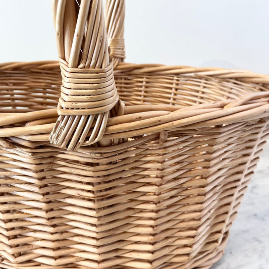 Petite Vintage Wicker Basket with Handle