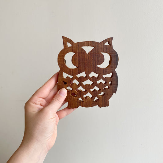 Vintage Wooden Owl Trivet