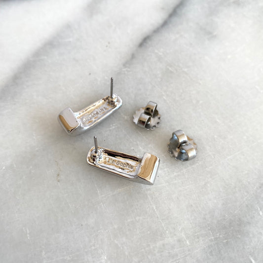 Vintage Heavy Silver Tab Earring By Lia Sophia