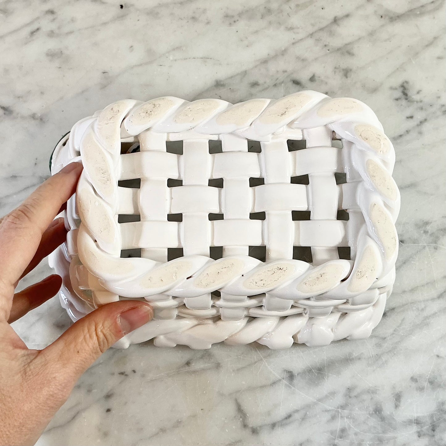 Vintage Woven Ceramic Lemon Basket