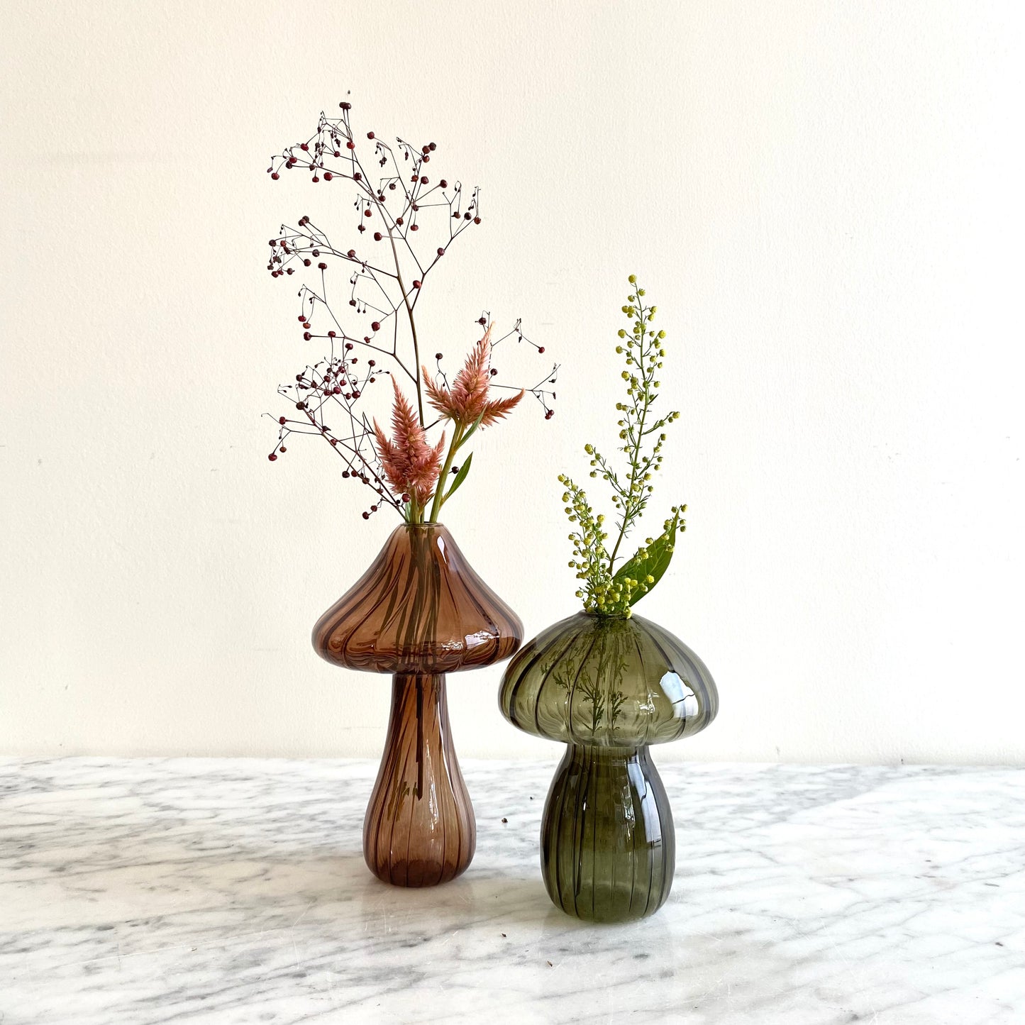 Glass Mushroom Vase, Choose Color