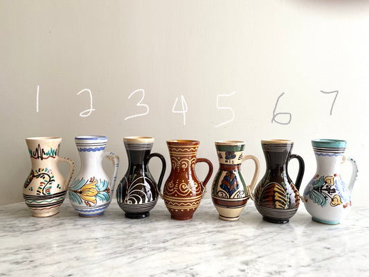 Small Vintage Hungarian Folk Art Pitcher, 6.5"