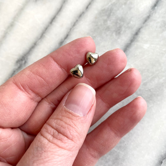 Silver Puffy Heart Earrings