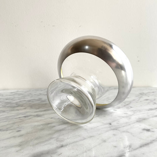 Vintage MCM Silver Rimmed Vase / Dish