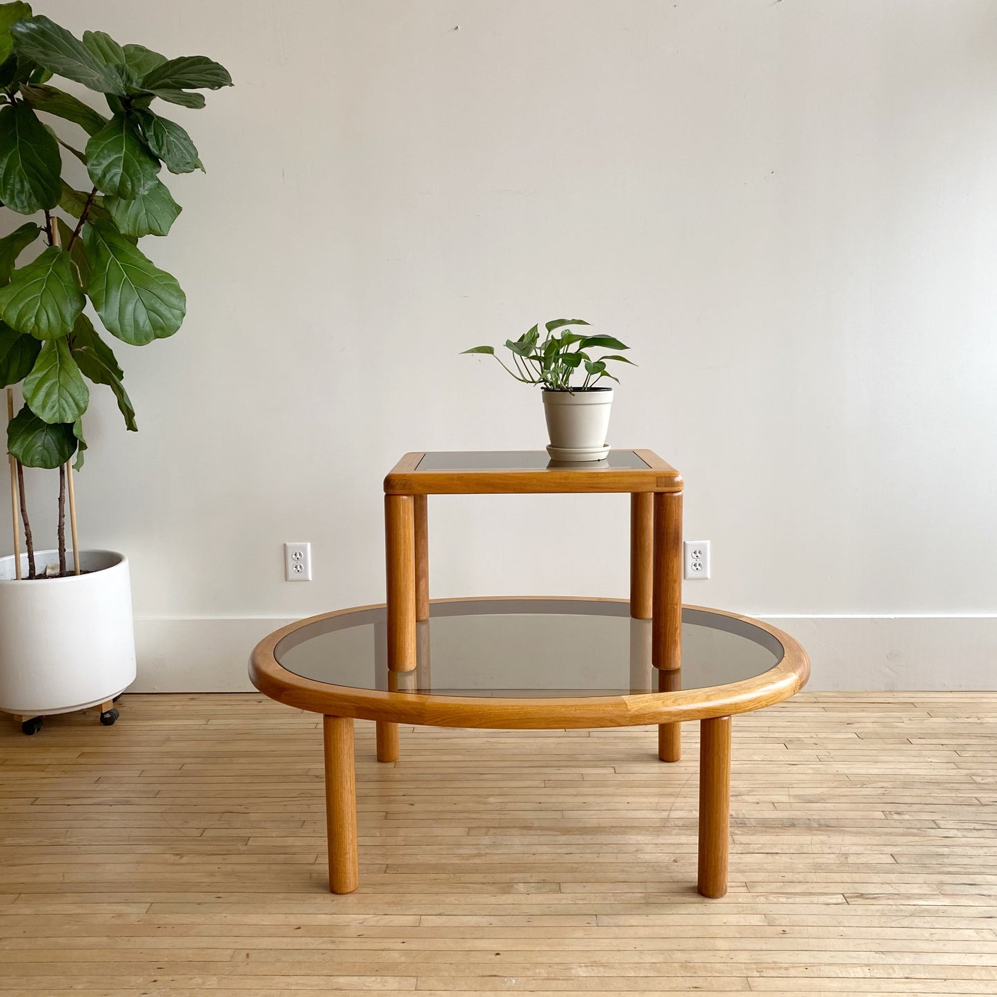 Vintage Teak + Smoked Glass Side Table, by Haslev