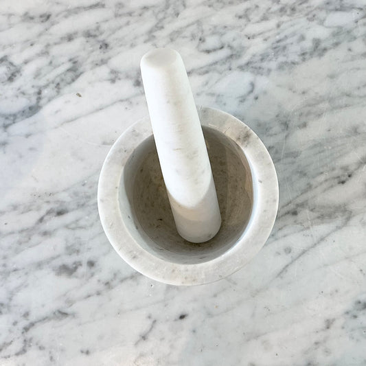 Found White Marble Pestle + Mortar