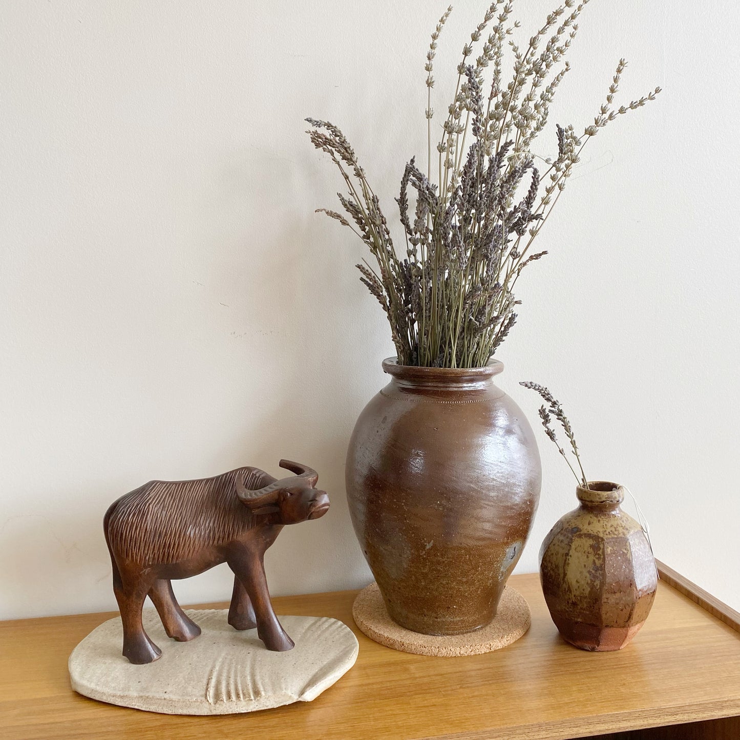 Vintage Faceted Pottery Bud Vase, 6"