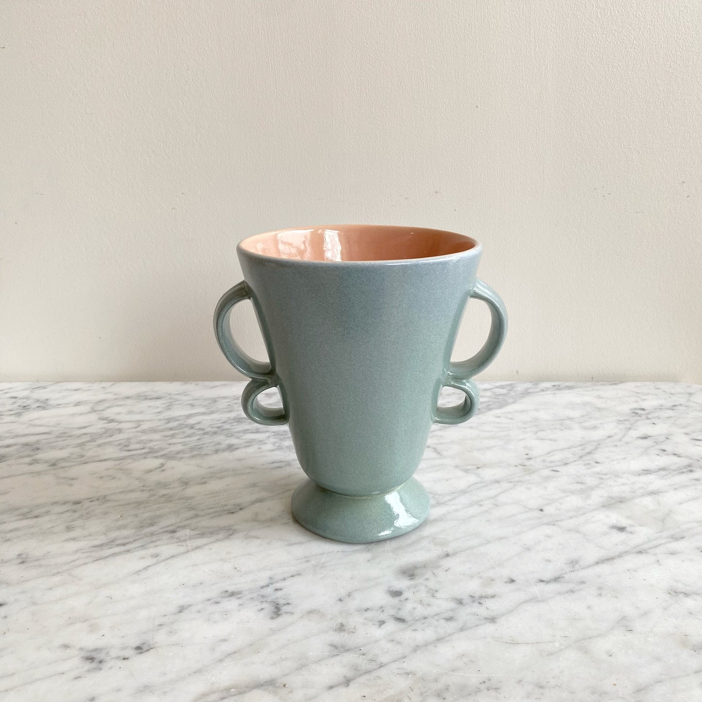 Vintage Ceramic Vase with Double Loop Handles