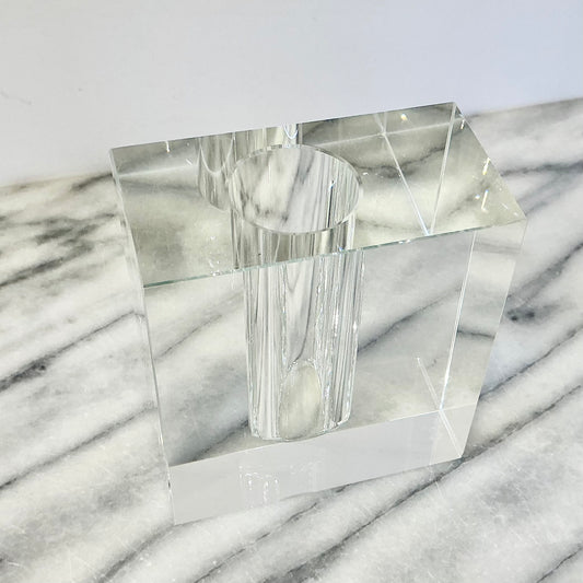 Vintage Heavy Crystal "Block" Vase