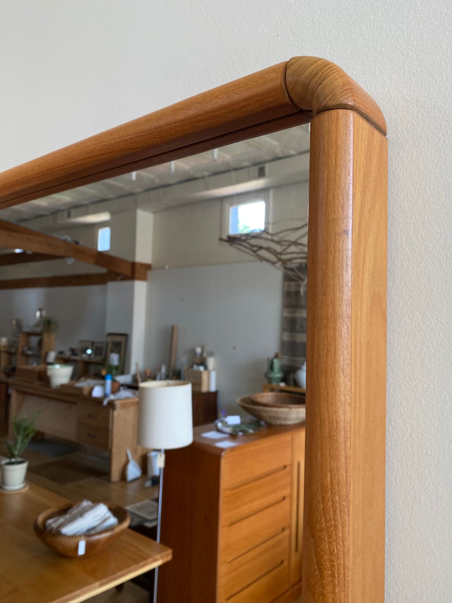 Large Contemporary Teak Mirror (27.5 x 45.5)