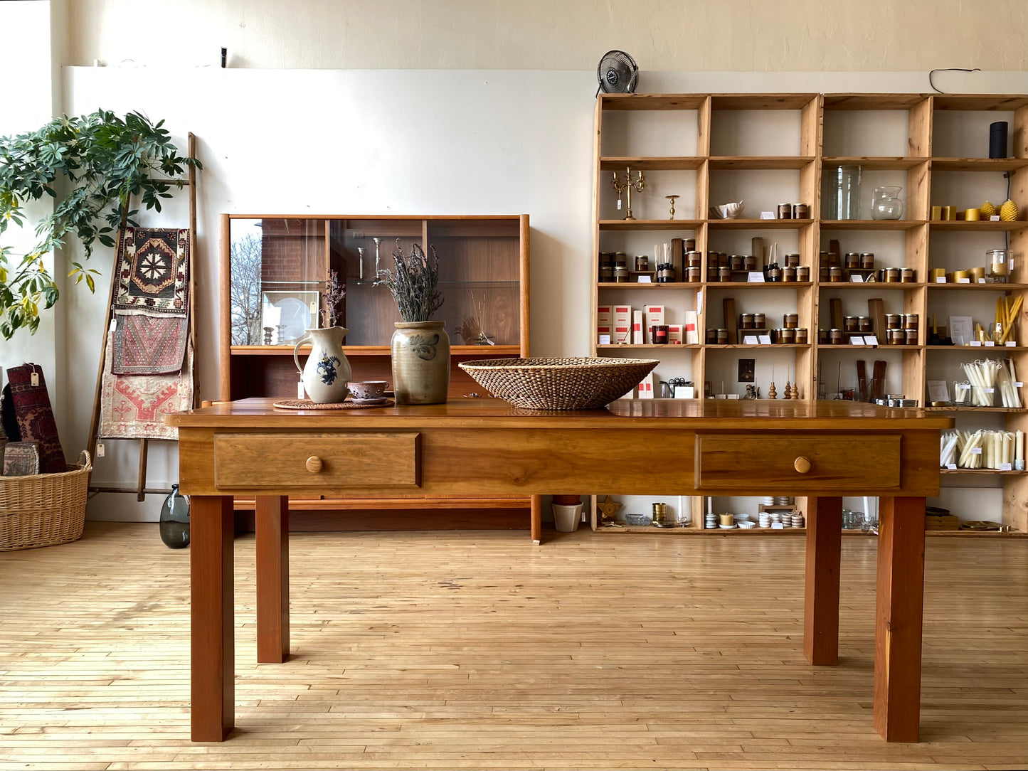 Vintage Handcrafted Wooden Worktable / Island