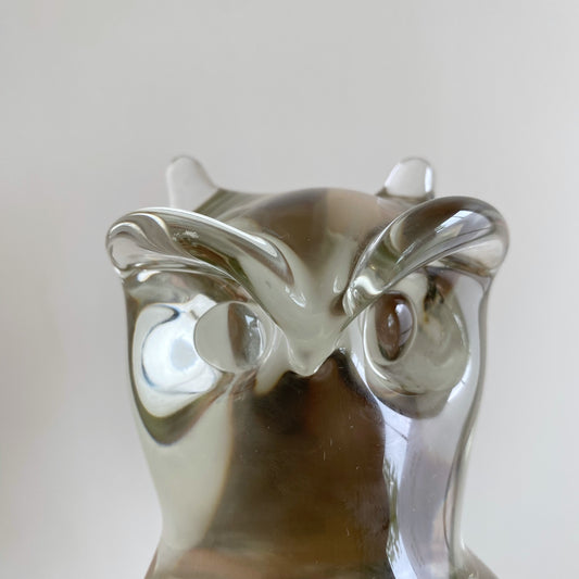 Vintage Glass Owl Paperweight / Sculpture