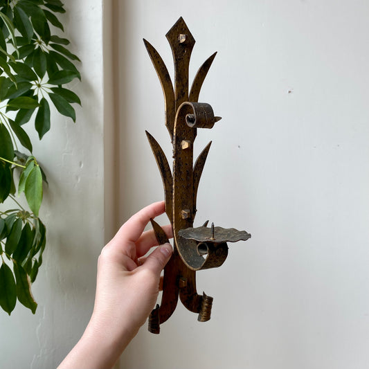 Vintage Spanish Iron Candle Wall Sconce