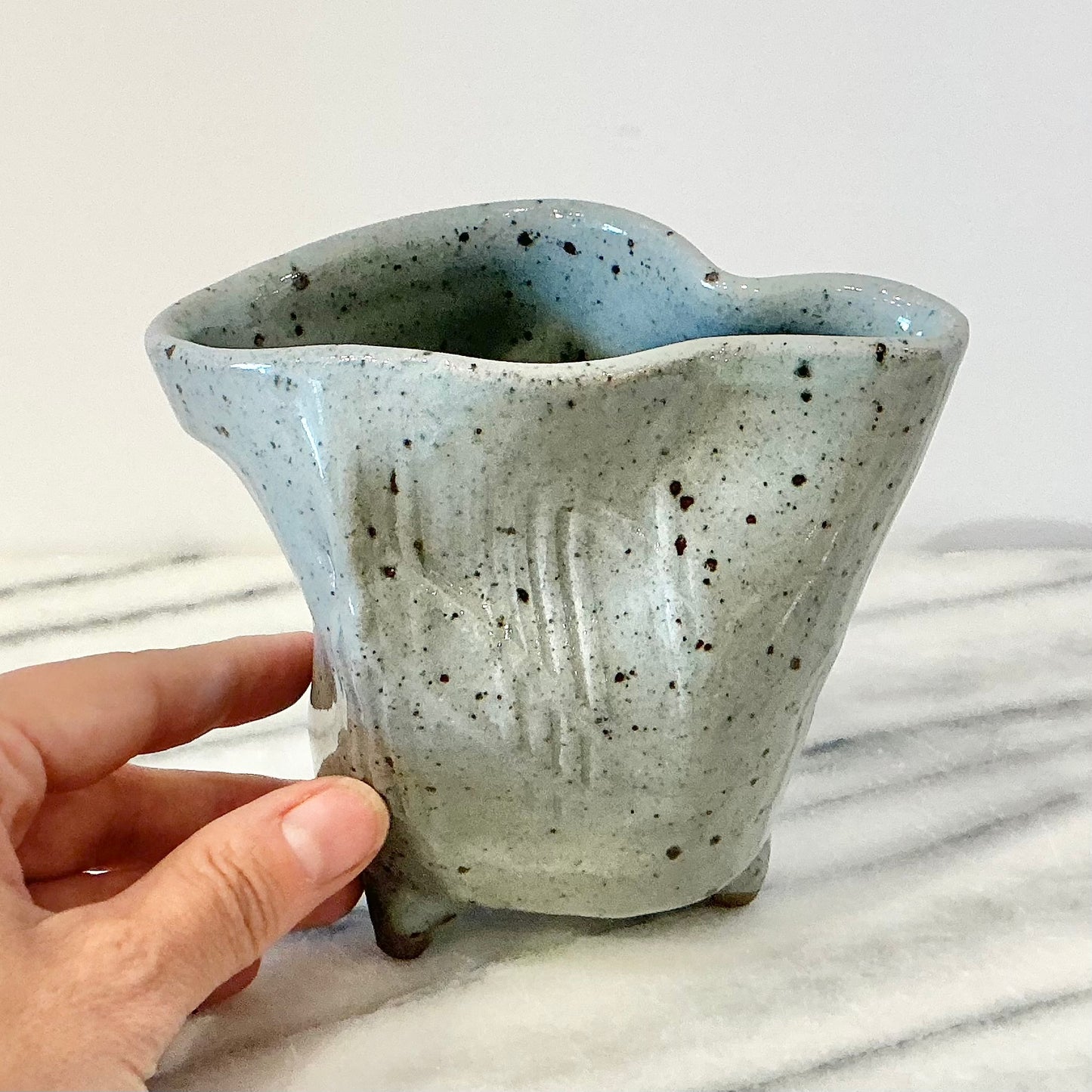 Vintage Squished Pottery Creamer / Vase