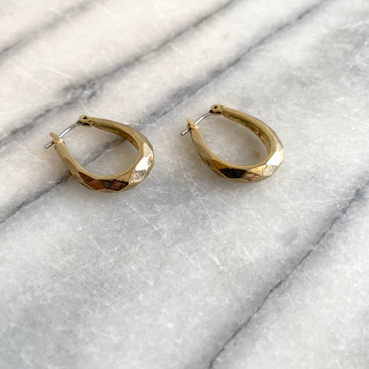 Vintage Golden Faceted Horseshoe Earrings