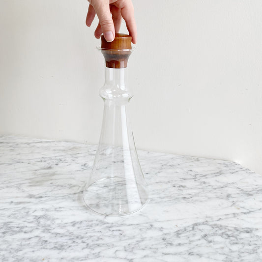 Vintage Danish Glass Decanter with Teak Stopper