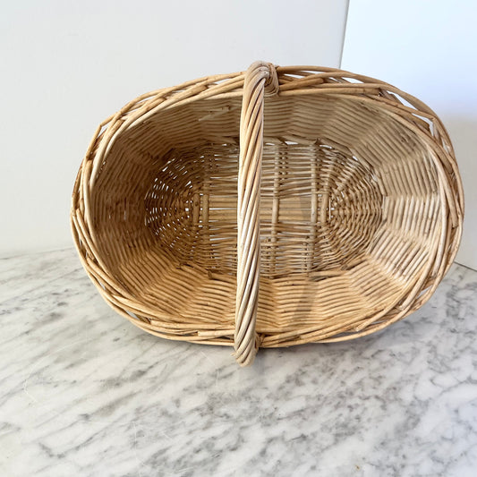 Petite Vintage Wicker Basket with Handle