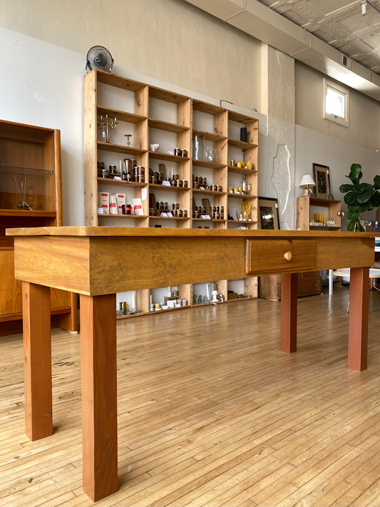 Vintage Handcrafted Wooden Worktable / Island