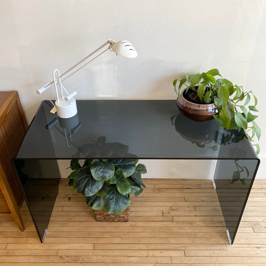 Smoked Glass Waterfall Console Table / Desk