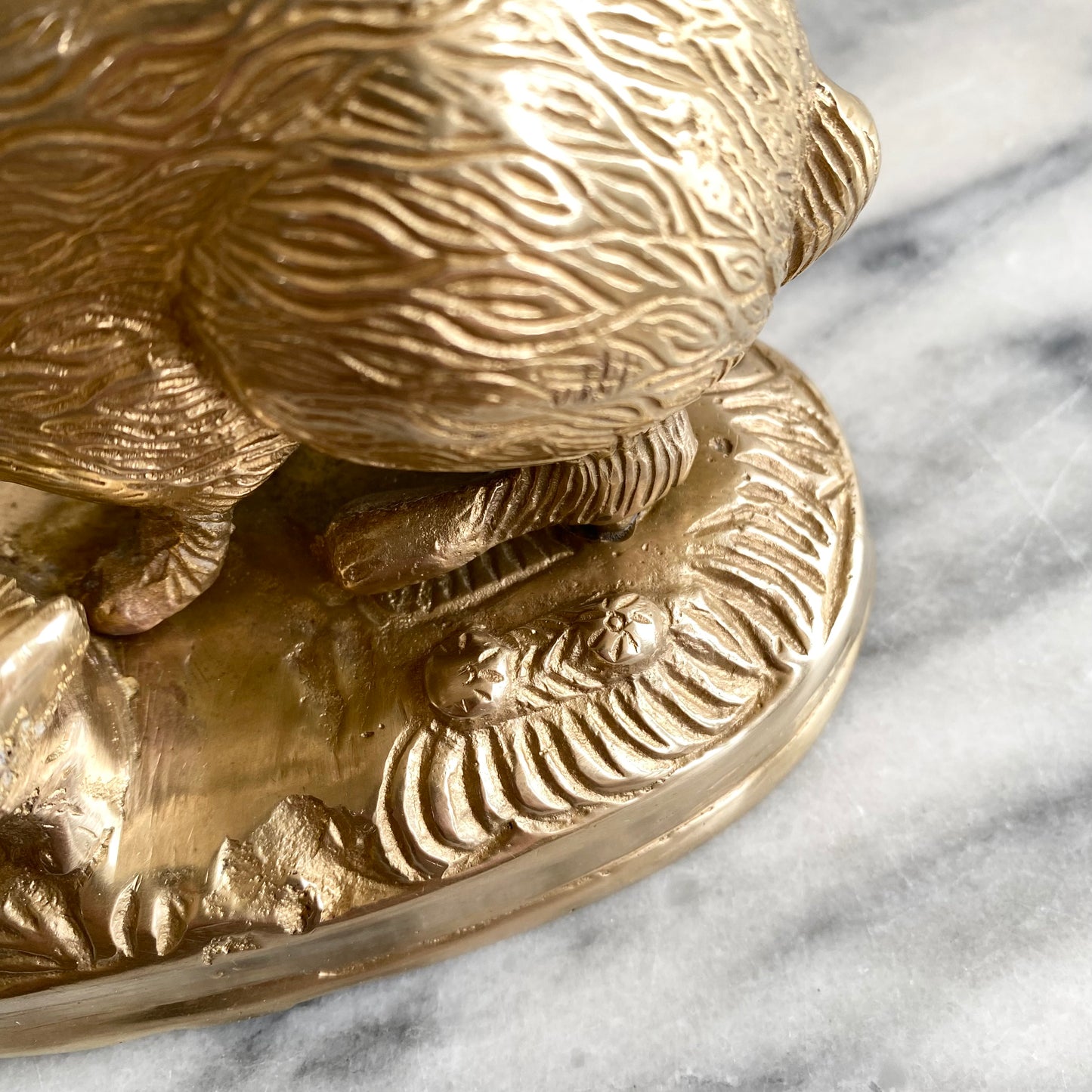 Vintage Brass Rabbit Family, Mama with Babies