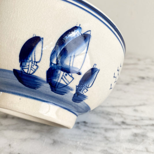 Vintage Ceramic Bowl featuring Sailboats (NAUTICAL COLLECTION)