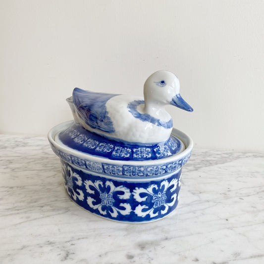 Vintage Hand-painted Porcelain Duck Tureen