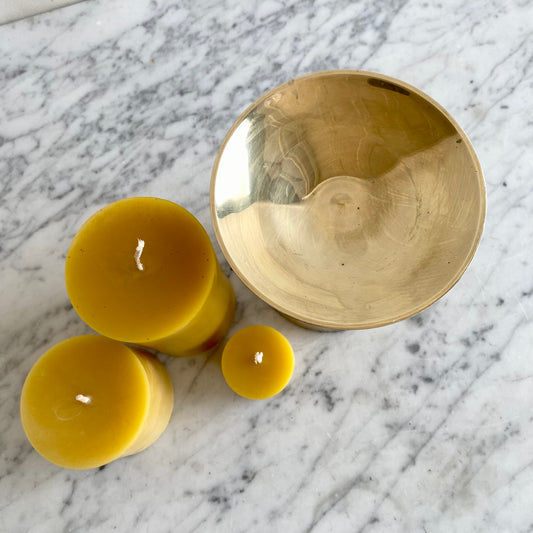 XL Vintage Brass Pillar Candle Stand