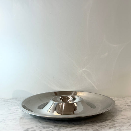 Large Vintage Stainless Steel Chip & Dip Platter