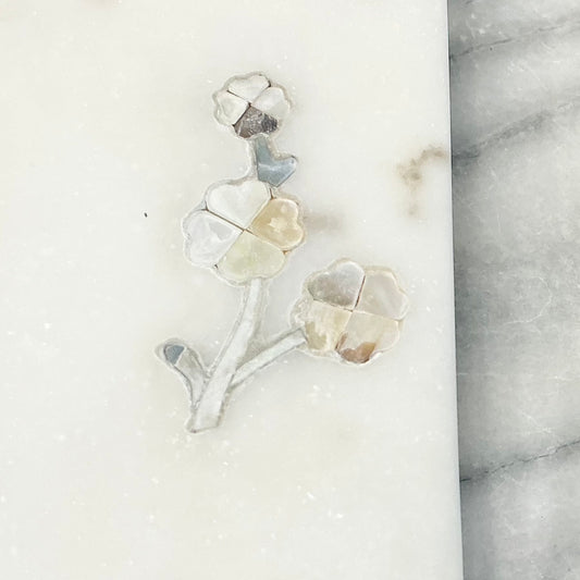 Found Stone Tray with Floral Shell Inlay
