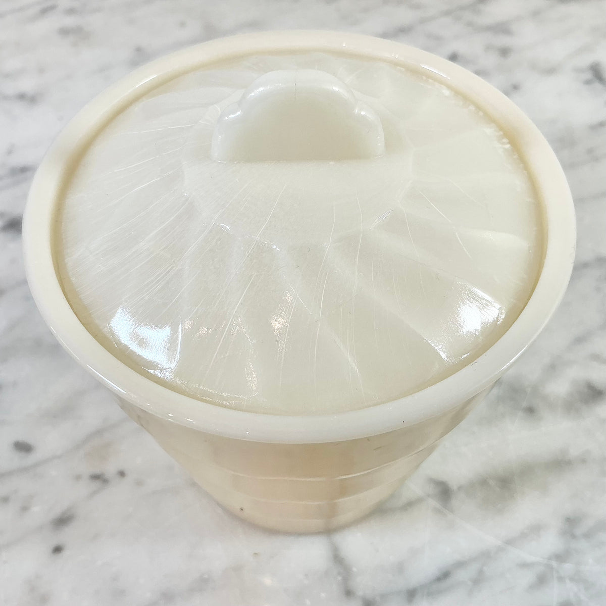 Vintage Ivory Glass Container