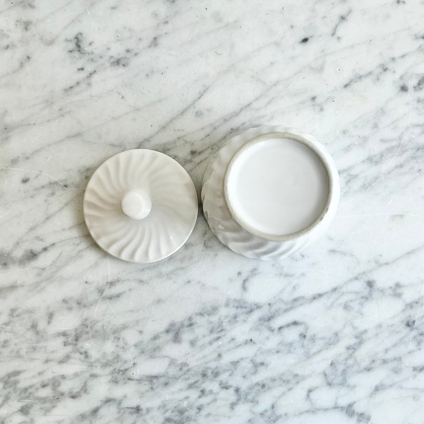 Found White Ceramic Sugar Bowl w/ Lid