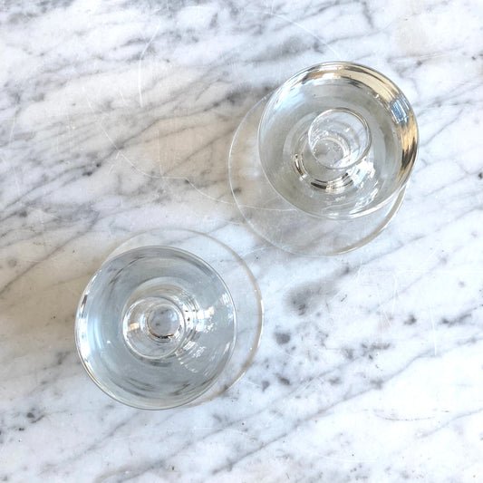 Pair of Vintage Mod Glass Candle Holders