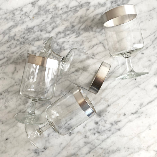 S/4 Large Vintage Silver Rimmed Glasses