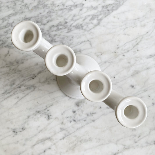 Scandinavian-style White Ceramic Candelabra