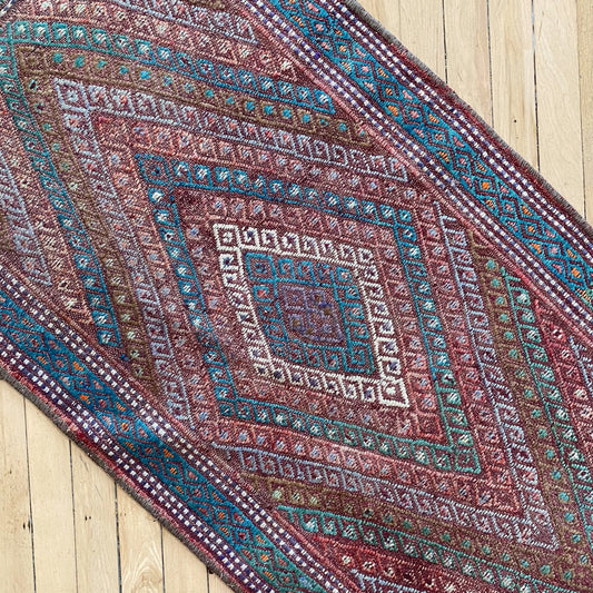 Vintage Hand-Woven Turkish Mini Rug (1'6" x 2'9.5")