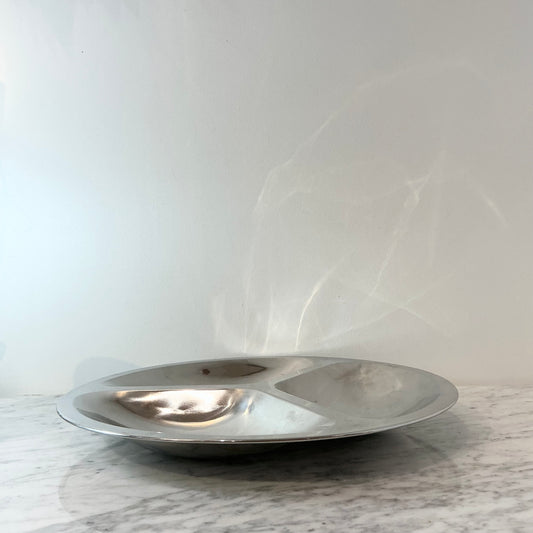 Large Vintage Stainless Steel Divided Platter