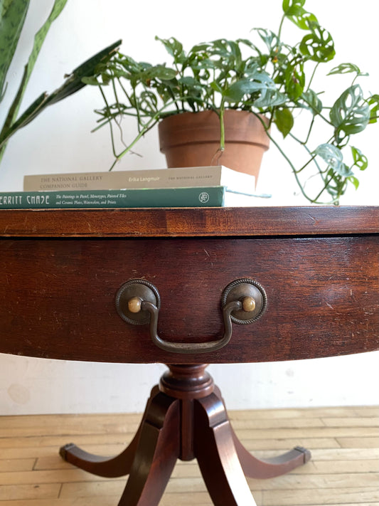 Antique Mahogany Drum Side Table