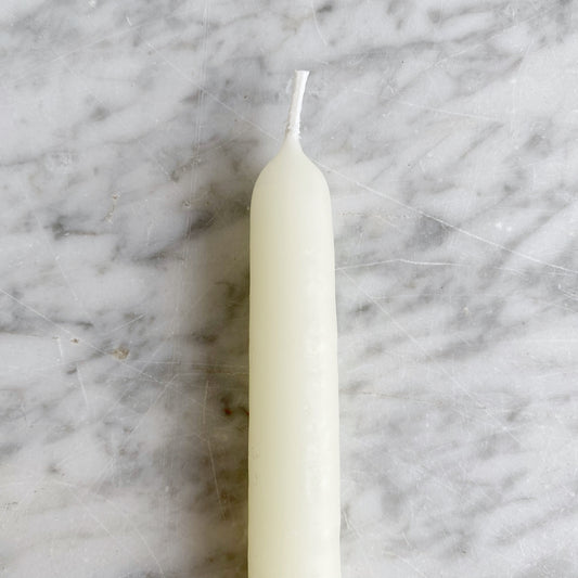 8" SINGLE Beeswax Taper Candle, White