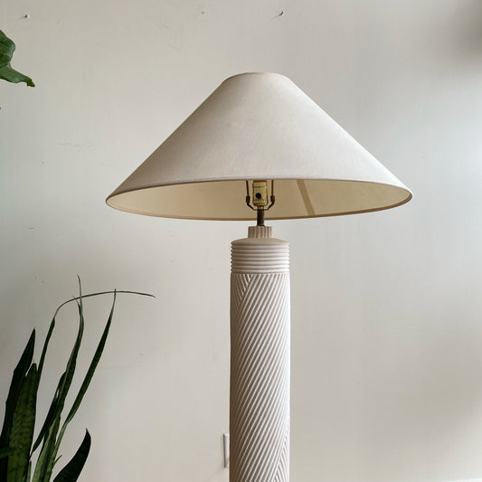 Vintage Reeded Plaster Floor Lamp with Shade