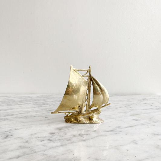 Vintage Brass Ship, 4"
