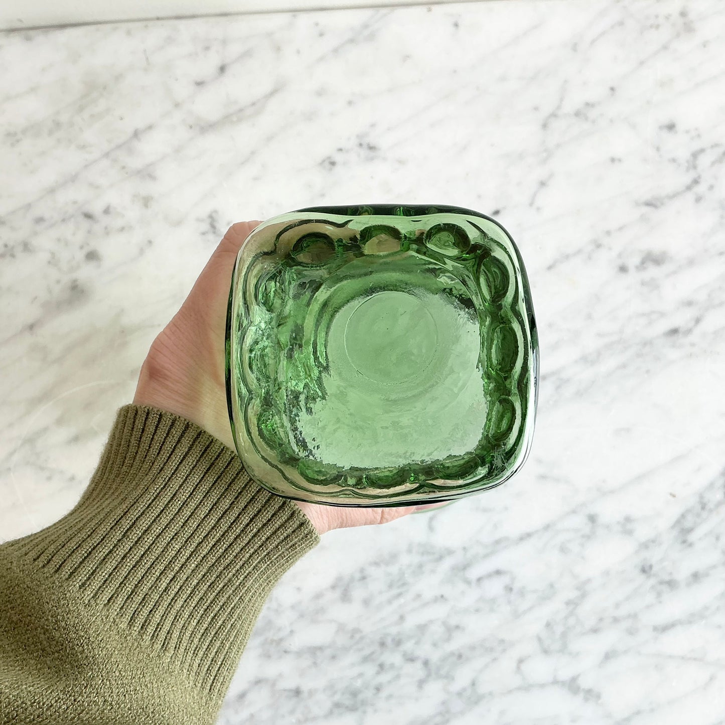 Vintage Emerald Green Glass Flower Vase