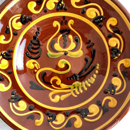 Vintage Hungarian Folk Art Plate, 9.75"